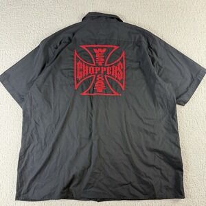 Jesse James West Coast Choppers Work Shirt Mens 2XL Black Embroidered $89